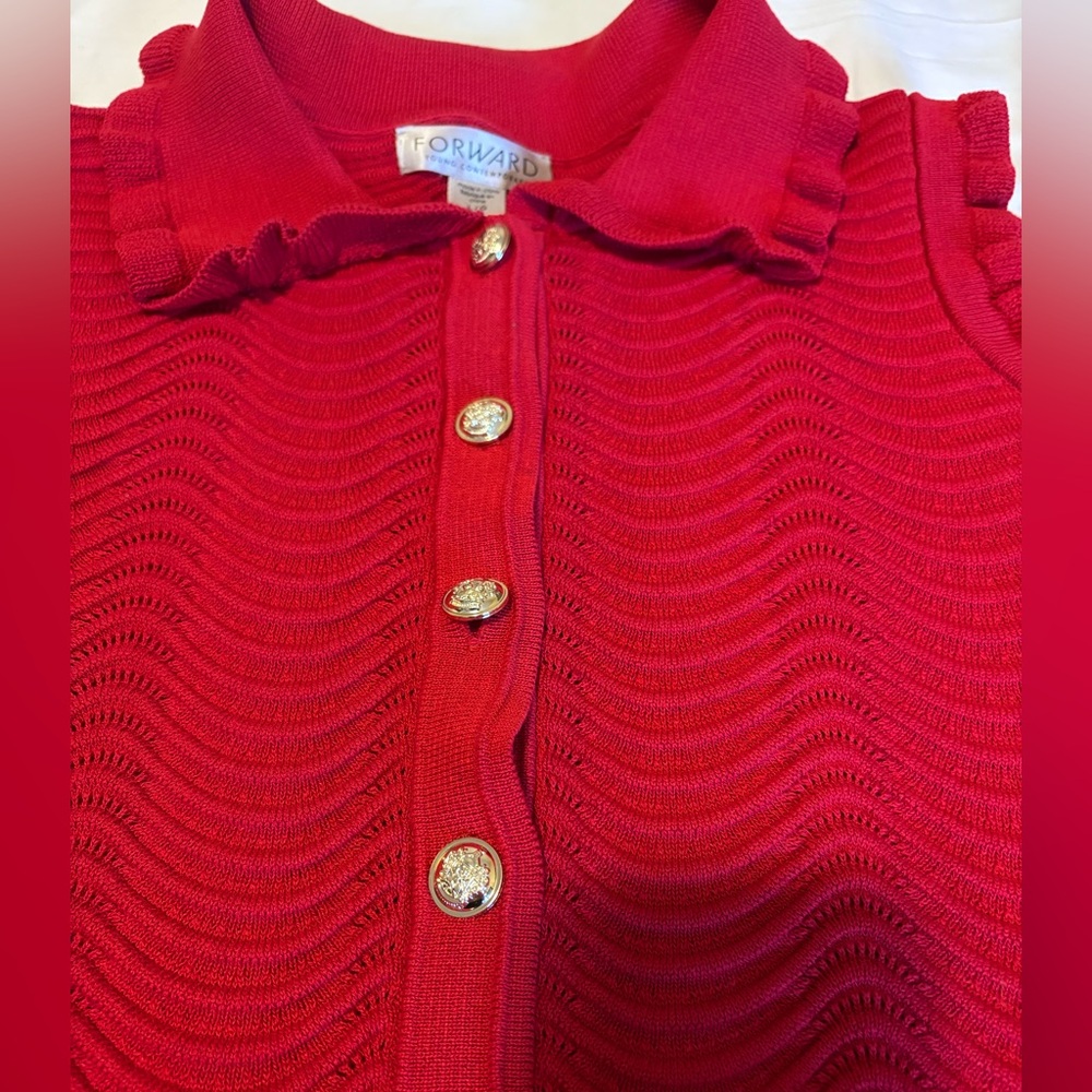 Red Button-Up Knit Top